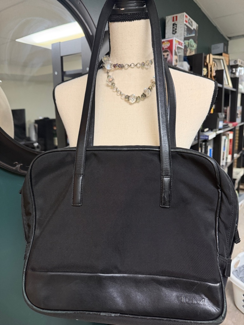 Tumi Black Nylon and Leather Tote